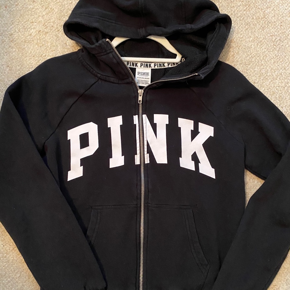 VS PINK black zip up hoodie